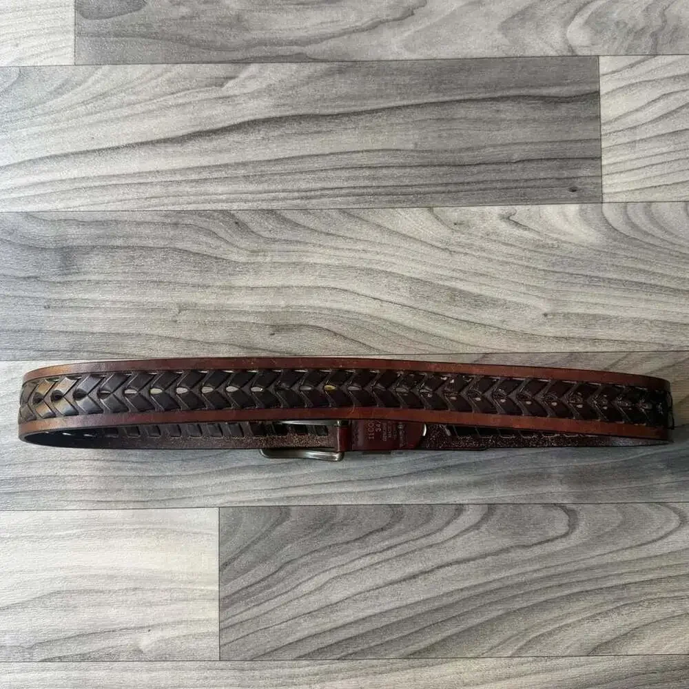Columbia Brown Leather Woven Belt